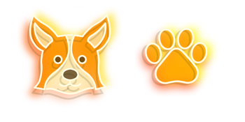 Orange Corgi Dog and Paw Neon