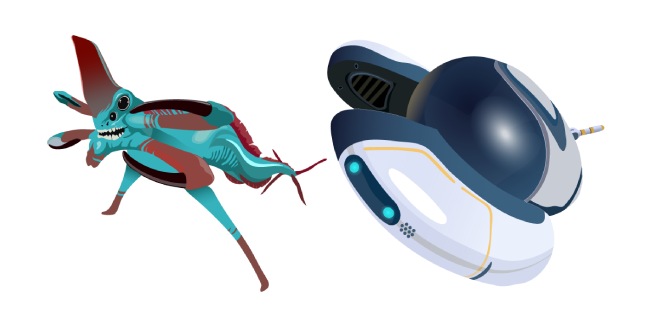 Subnautica Reaper Leviathan and Seamoth Cursor