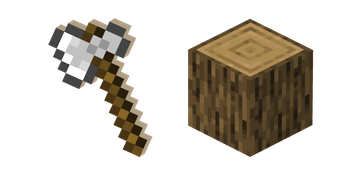Minecraft Iron Axe and Oak Log