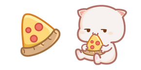 Cute Mochi Mochi Peach Cat and Pizza Cursor
