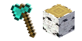 Minecraft Diamond Axe and Birch Log