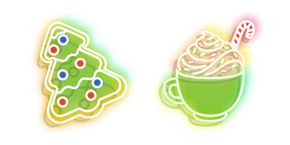 Neon Cup of Cocoa and Cookie
