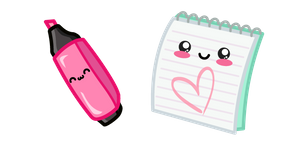 Cute Highlighter Pen and Notebook