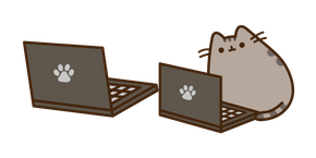 Pusheen with a Laptop
