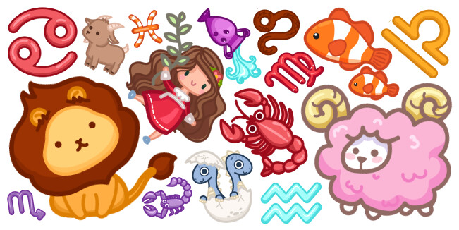 Cute Zodiac Signs cursor collection