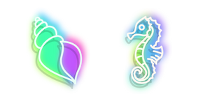 Neon Seahorse and Shell Cursor