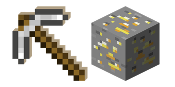 Minecraft Iron Pickaxe and Gold Ore