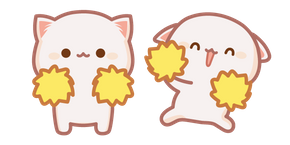 Cute Mochi Mochi Peach Cat with Pompoms