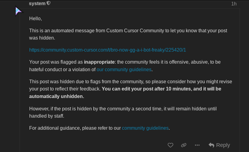bro why do I keep getting flagged - General Discussion - Custom Cursor