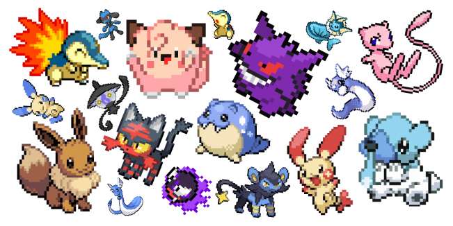 Pixel Pokemon cursor collection